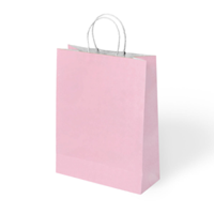 25x12x31 Büküm Saplı Poşet -Pembe-