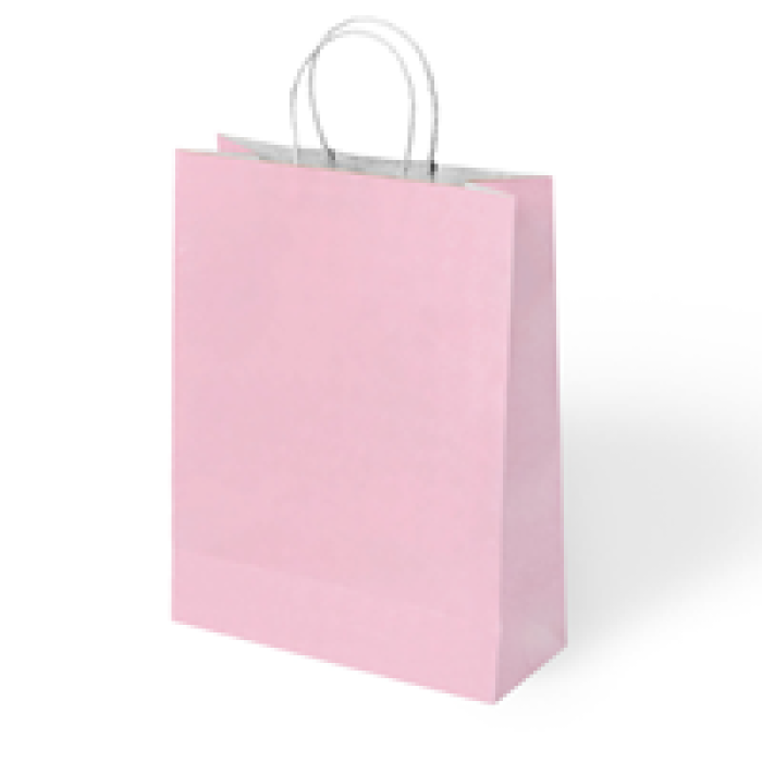 31x12x41 Büküm Saplı Poşet -Pembe-