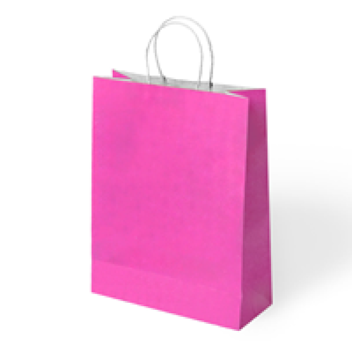 15x8x20 Büküm Saplı Poşet -Fuşya-