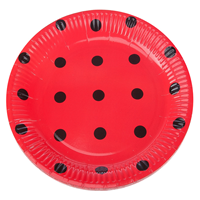 Karton Tabak TBK013 8li -Puantiyeli Kırmızı Siyah-