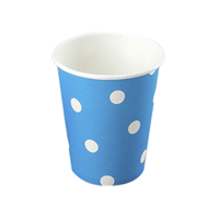 Karton Bardak BRDK011 8li -Puantiye Açık Mavi-