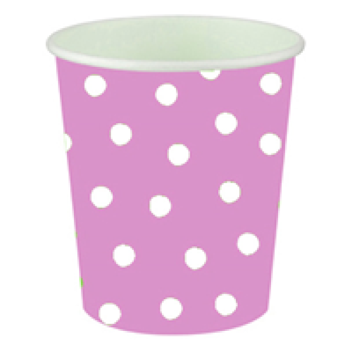 Karton Bardak BRDK010 8li -Puantiye Açık Pembe-