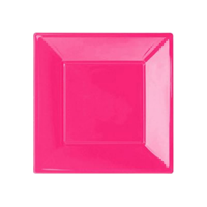 Plastik Kare Tabak 17cm 8li -Pembe-