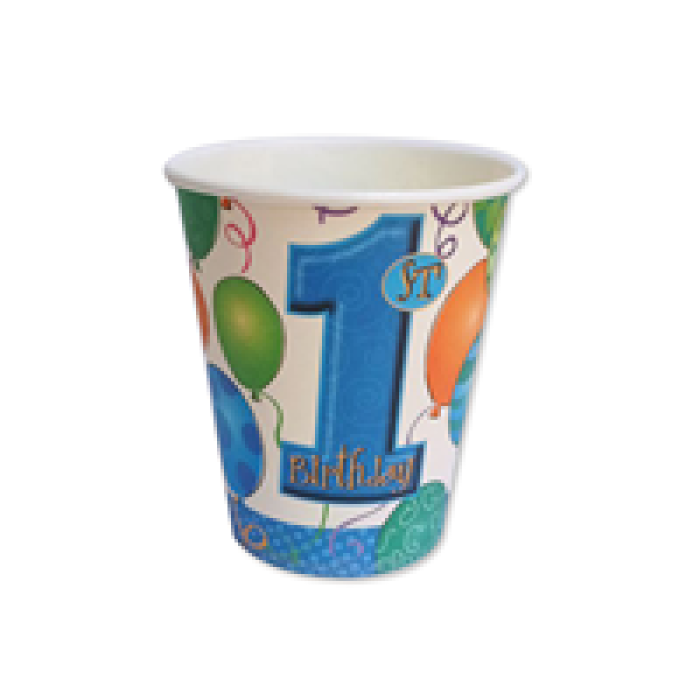 Karton Bardak BRDK002 8li -1st Birthday Mavi-