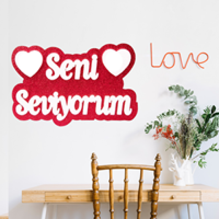 Strafor Süs Seni Seviyorum El Yazılı Pano