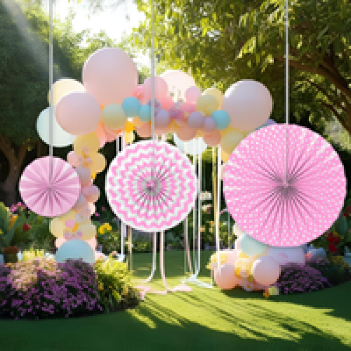 KF109 Pembe Yelpaze Süs Seti 3lü