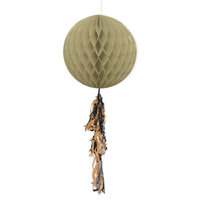 KF091 Altın Püsküllü Petekli Kağıt Süs 30cm