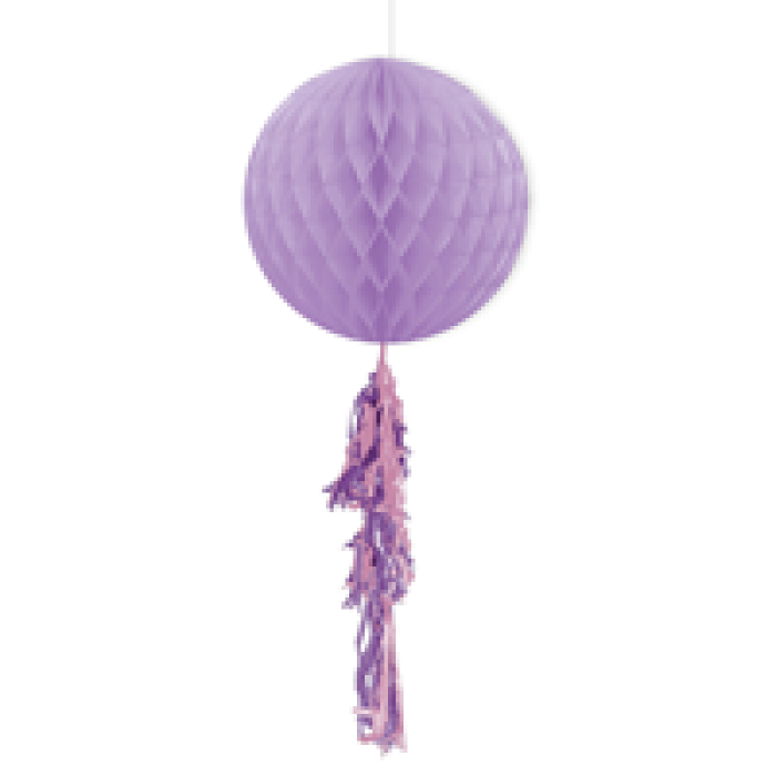 KF091 Mor Püsküllü Petekli Kağıt Süs 30cm
