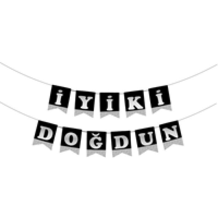 BNR50 İyi ki Doğdun Harf Afiş -Simli Siyah Gümüş-