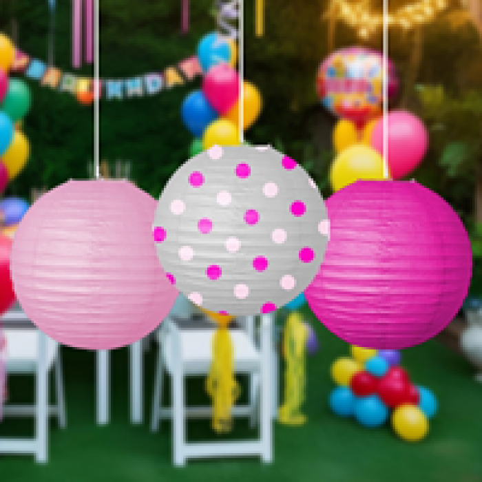 Kağıt Fener Seti 3lü Pembe -KF139Pmb
