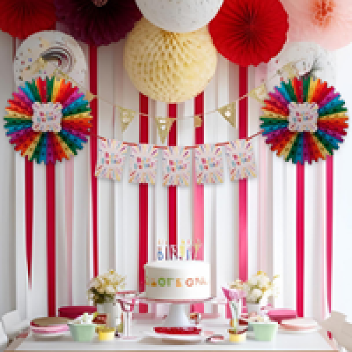 Yelpaze Afiş Süs H. Birthday Gökkuşağı -KF118-
