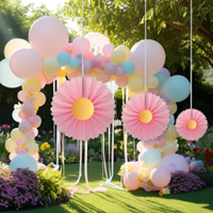 Yelpaze Kağıt Süs Seti 3lü Pembe/Mavi -KF132-