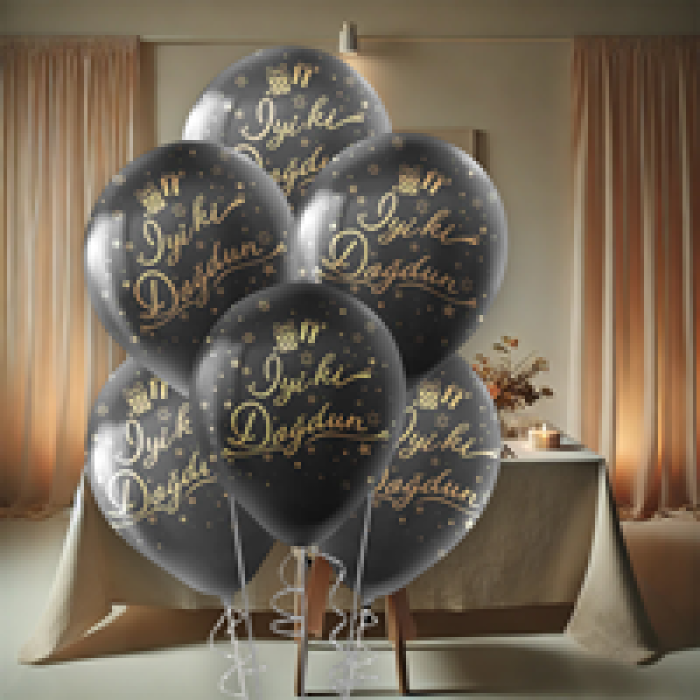 Pastel Balon Çepeçevre Baskılı100lü -Siyah.Altın.İyiki Doğdun
