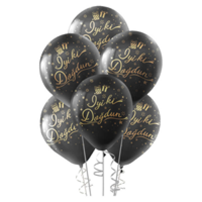 Pastel Balon Çepeçevre Baskılı100lü -Siyah.Altın.İyiki Doğdun