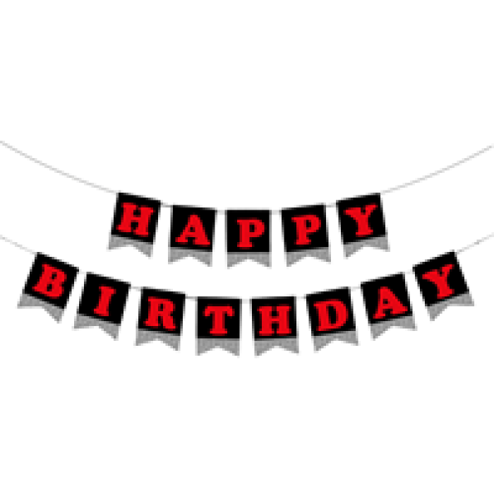No:03 Happy Birthday Harf Afiş -Simli Gümüş-