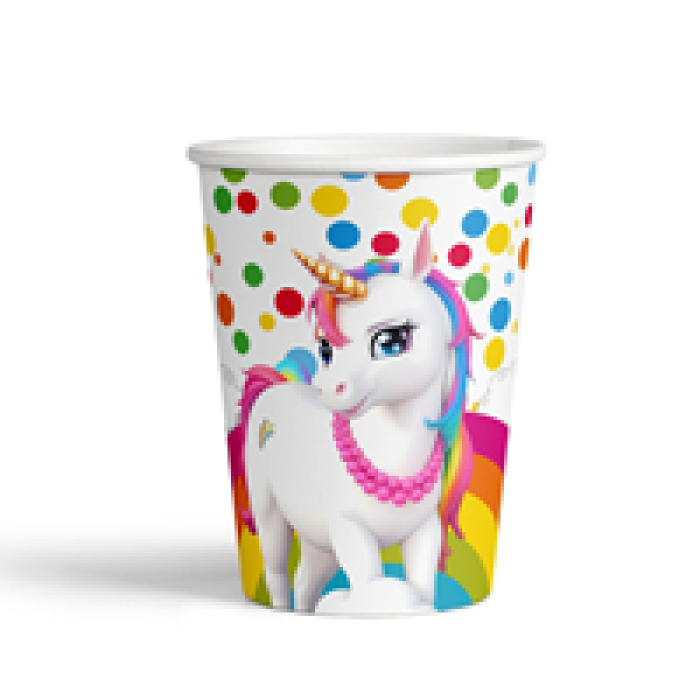 Karton Bardak 8oz 8li -Rainbow Unicorn-