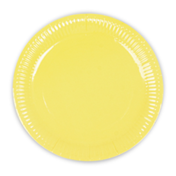Karton Tabak 23cm 8li -Makaron Sarı-