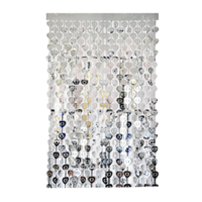 Metalize Kalp Arka Fon 100x200cm -Gümüş-