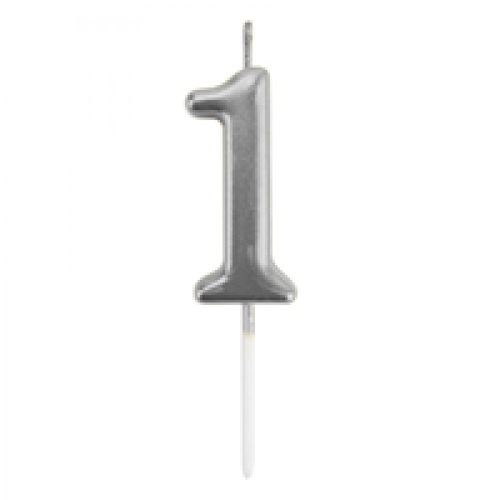 Rakam Mum 7cm -Gümüş 1-
