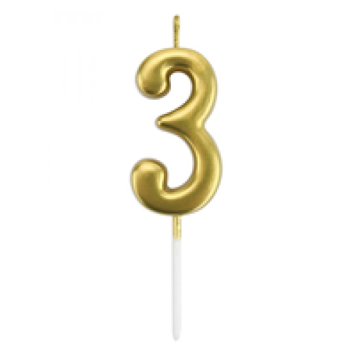 Rakam Mum 7cm -Altın 3-