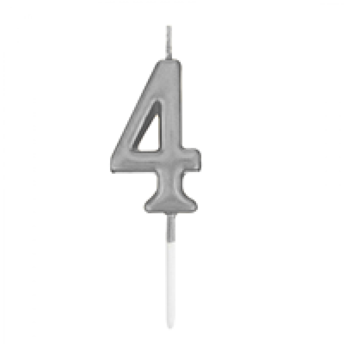 Rakam Mum 7cm -Gümüş 4-