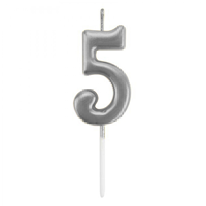 Rakam Mum 7cm -Gümüş 5-