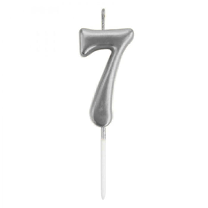 Rakam Mum 7cm -Gümüş 7-