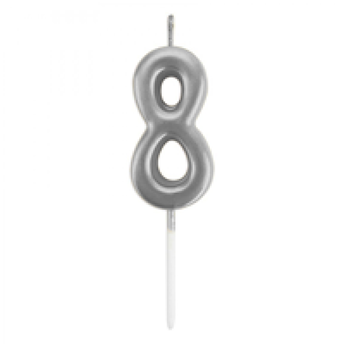 Rakam Mum 7cm -Gümüş 8-