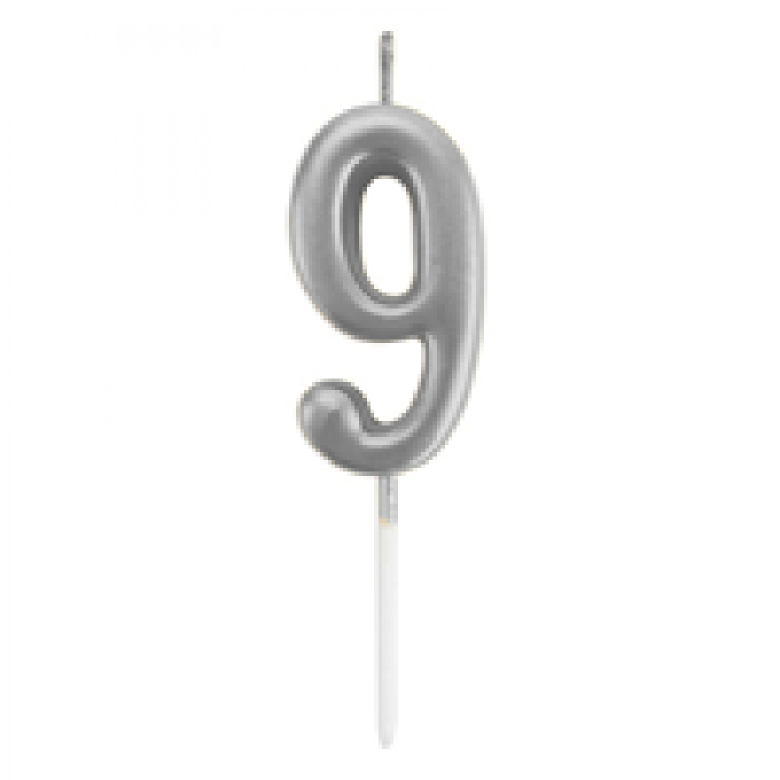 Rakam Mum 7cm -Gümüş 9-