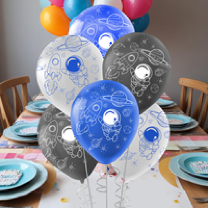 Pastel Balon Çepeçevre Baskılı100lü -Rocket Space-