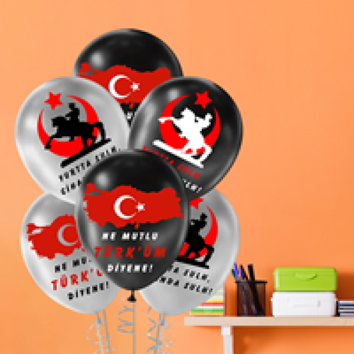 Metalik Balon Baskılı 100lü -Ne Mutlu TÜRKÜM Diyene-