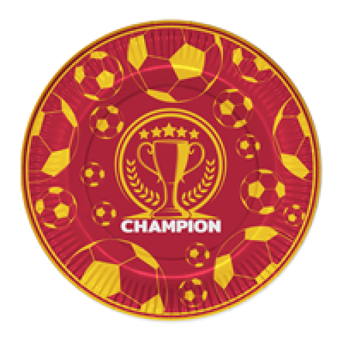 Karton Tabak 23cm 8li -Champion Sarı Kırmızı-