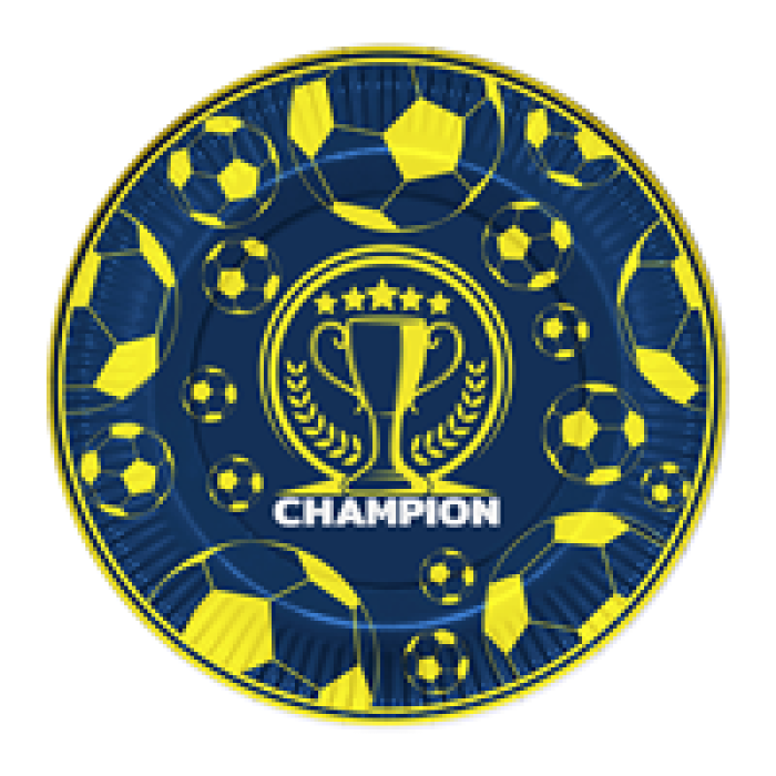 Karton Tabak 23cm 8li -Champion Sarı Lacivert-