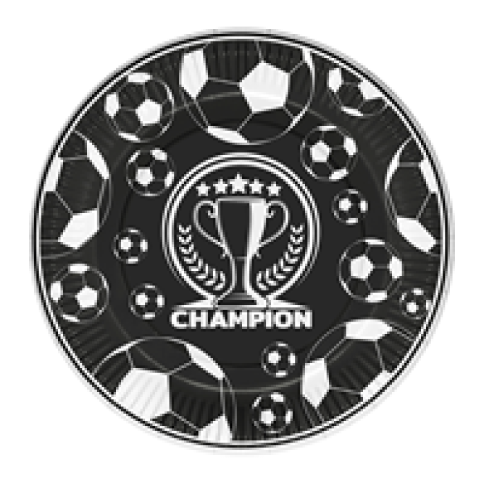 Karton Tabak 23cm 8li -Champion Siyah Beyaz-