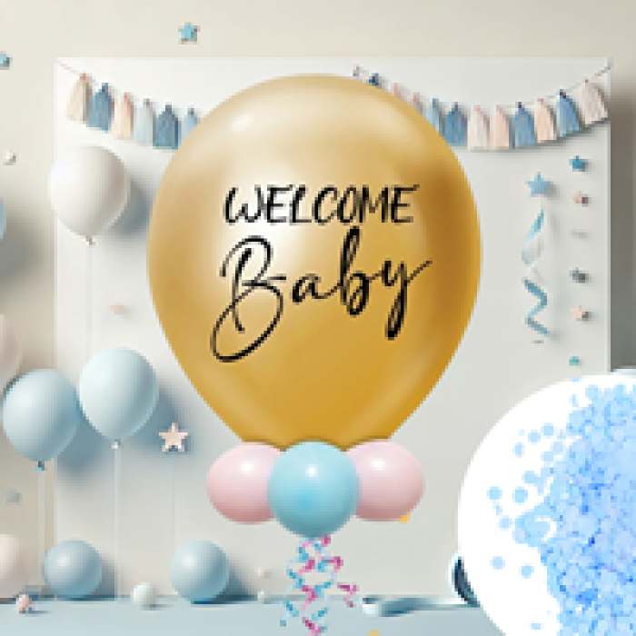 18 Cinsiyet Partisi Balon Kiti -Mirror Gold Blue-