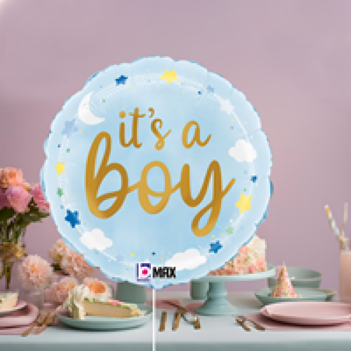 18 Grabo Folyo Balon -Its A Boy Stars & Clouds-