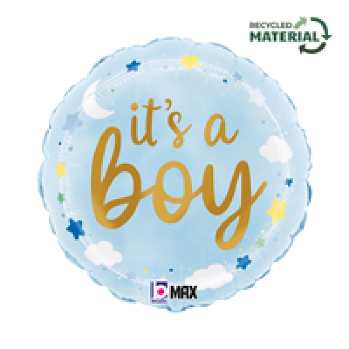 18 Grabo Folyo Balon -Its A Boy Stars & Clouds-