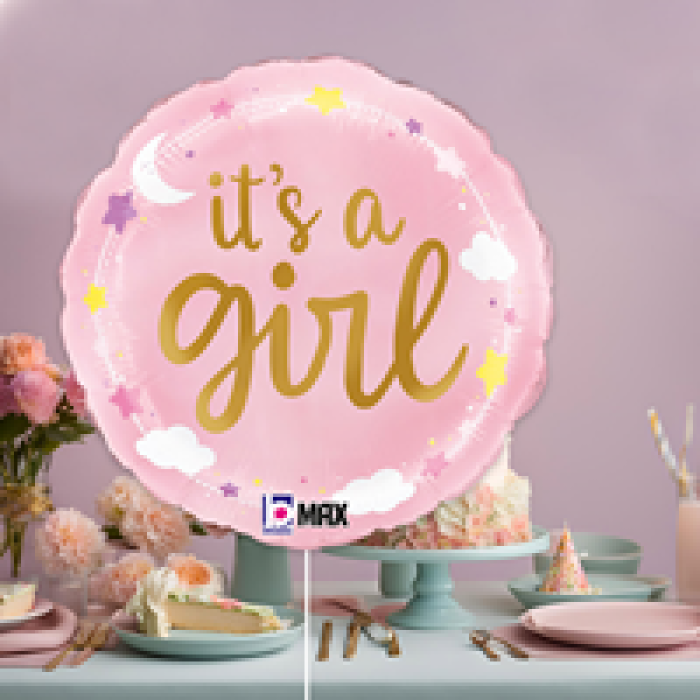 18 Grabo Folyo Balon -Its A Girl Stars & Clouds-