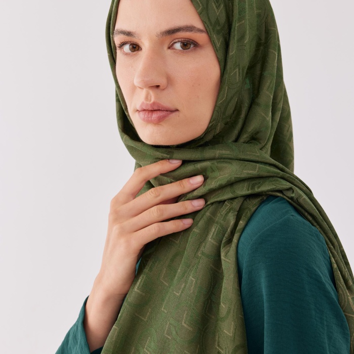 Daka Desen Parlak Jakar Şal - Yeşil
