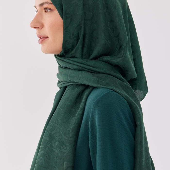 Daka Desen Parlak Jakar Şal - Zümrüt