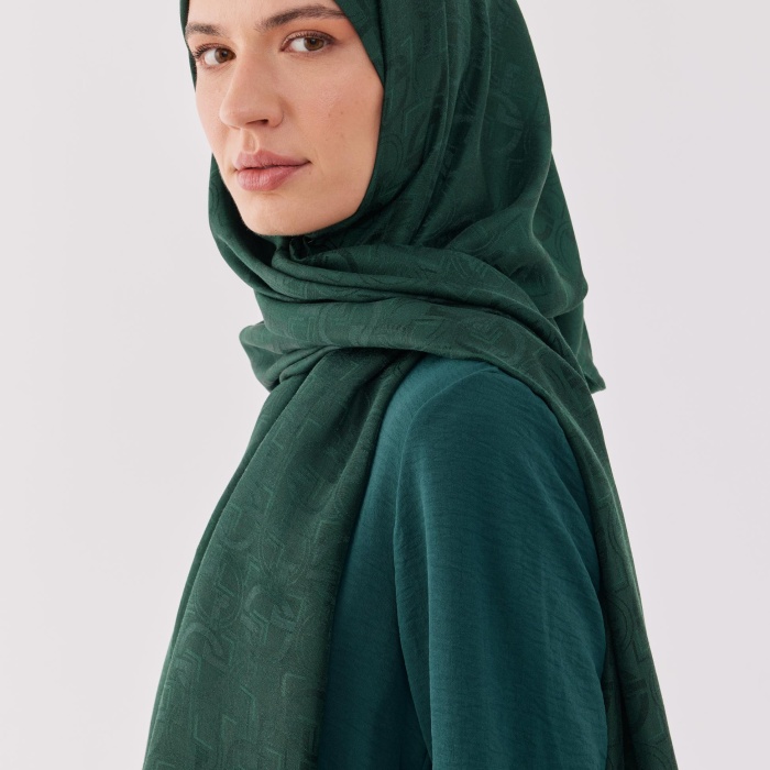 Daka Desen Parlak Jakar Şal - Zümrüt