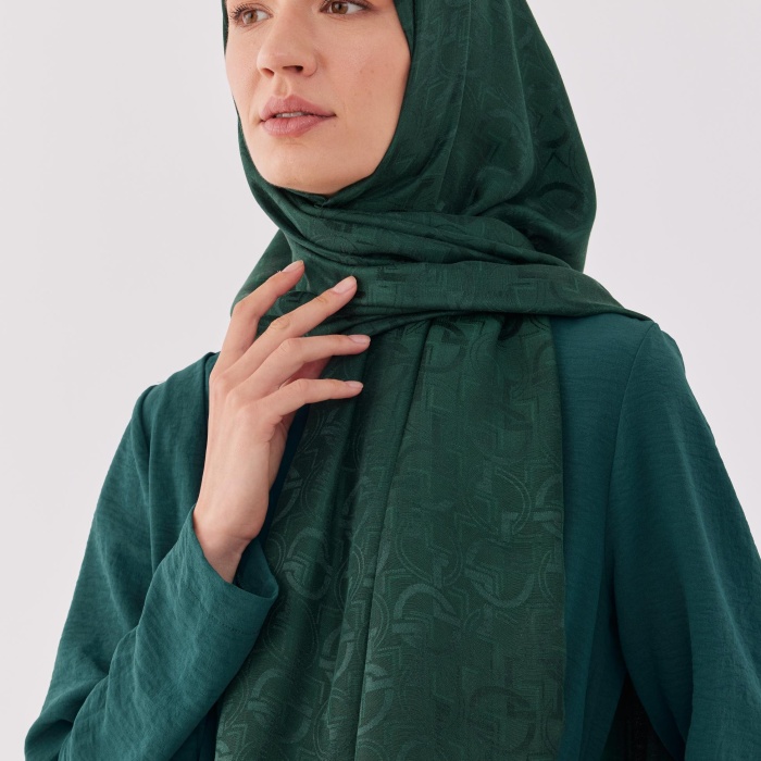 Daka Desen Parlak Jakar Şal - Zümrüt