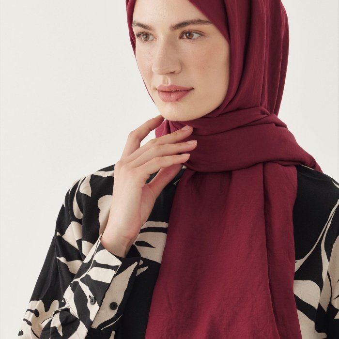 Düz Pamuk Şal - Bordo