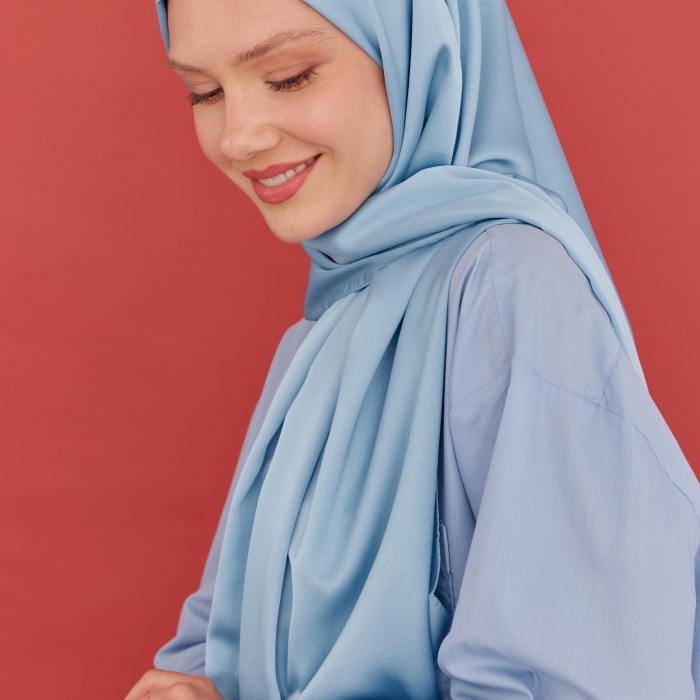 Kum Saten Şal - Açık Mavi