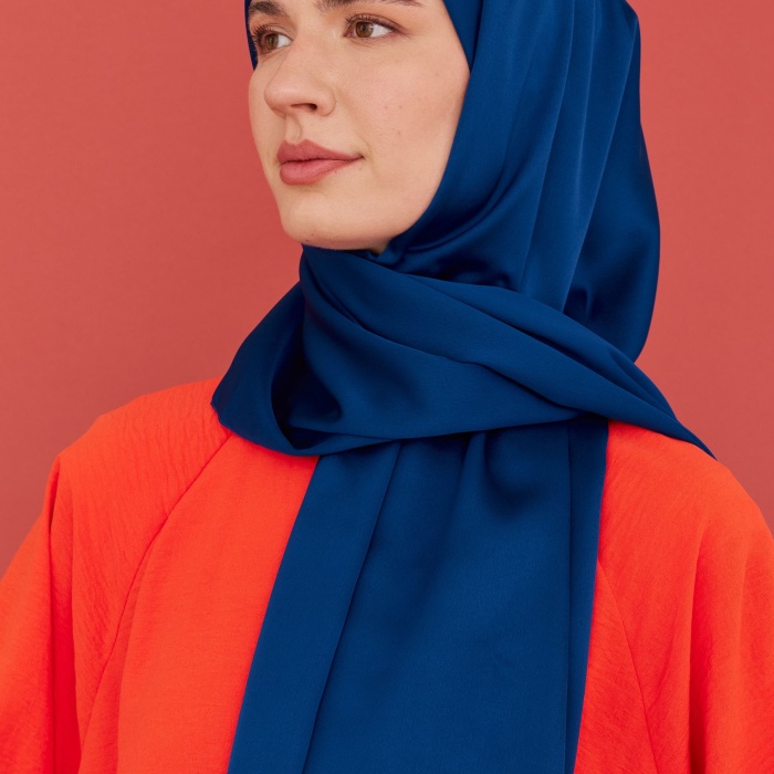 Kum Saten Şal - Koyu Mavi