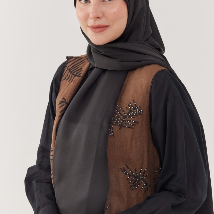 Kum Saten Şal - Siyah
