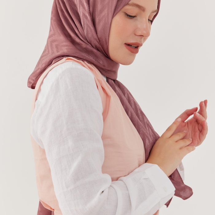 Zikzak Desen Parlak Jakar Şal - Leylak