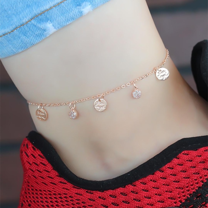 Zirkon Taşlı Çift Zincirli Rose Kaplama Metal Aksesuarlı Hal Hal