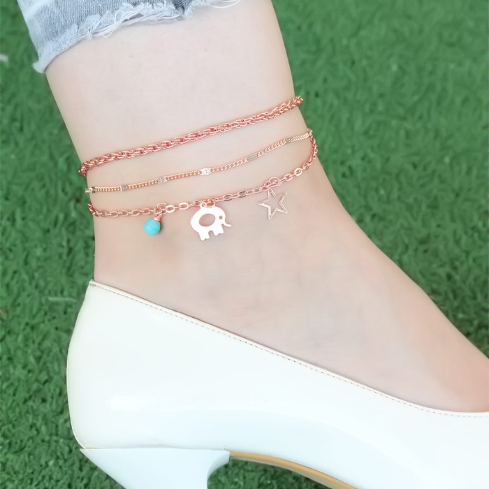 Rose Renk Zincirli Fil Figürlü Hal Hal