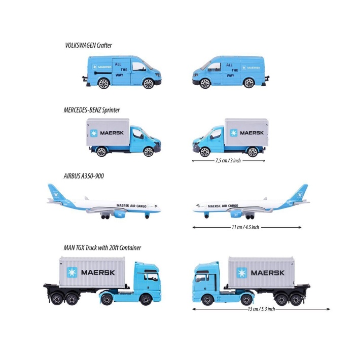 212057290 Majorette MAERSK Lojistik Arabaları 4 Parça -Simba